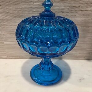 🔵FENTON BLUE LARGE COVERED COMPOTE🔵